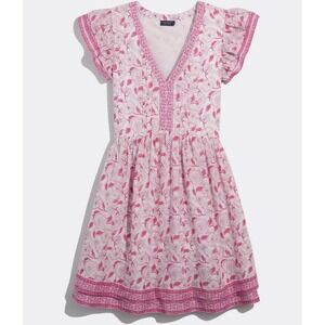 Vineyard Vines Flutter Sleeve Dress Pink Floral Marshf Paisley Print XL NWT